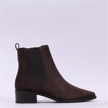 Paul Green Low Heel Pointed Chelsea Boot - Brown Suede